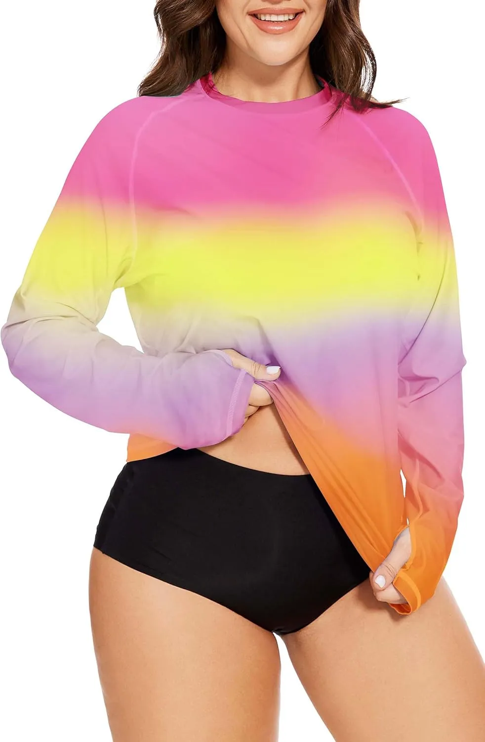 Rash Guard for Women Swim Shirts UPF 50  Long Sleeve Sun Shirt Women Rashguard Surfing Swimming Tops with Thumb Hole