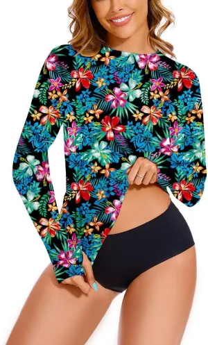Rash Guard for Women UPF 50  Long Sleeve Rashguard Shirt Sun Protection Quick Dry Swim Shirt No Bottoms&Bras