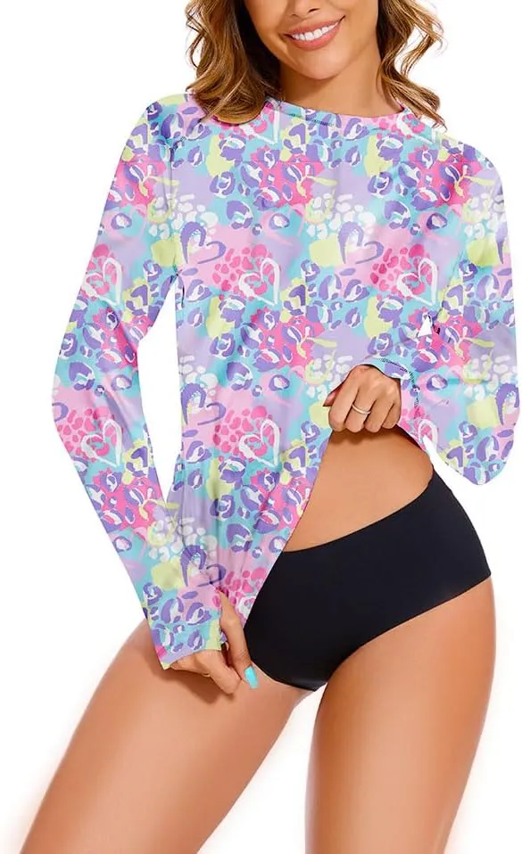 Rash Guard for Women UPF 50  Long Sleeve Rashguard Shirt Sun Protection Quick Dry Swim Shirt No Bottoms&Bras