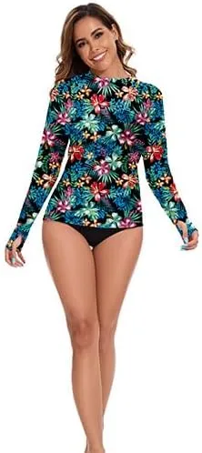 Rash Guard for Women UPF 50  Long Sleeve Rashguard Shirt Sun Protection Quick Dry Swim Shirt No Bottoms&Bras