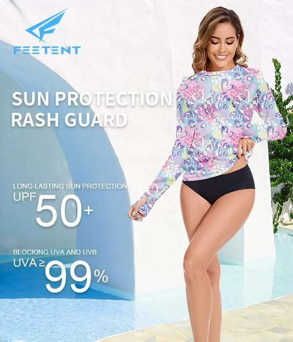 Rash Guard for Women UPF 50  Long Sleeve Rashguard Shirt Sun Protection Quick Dry Swim Shirt No Bottoms&Bras