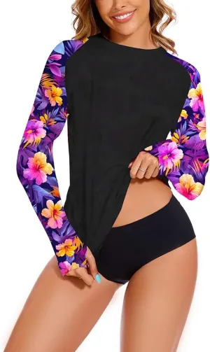 Rash Guard for Women UPF 50  Long Sleeve Rashguard Shirt Sun Protection Quick Dry Swim Shirt No Bottoms&Bras
