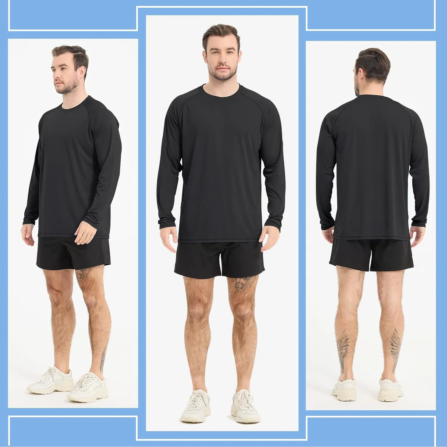 Rash Guard Shirts for Men Long Sleeve Sun Protection Shirts Outdoor Regular Fit Swim Shirt Quick Dry