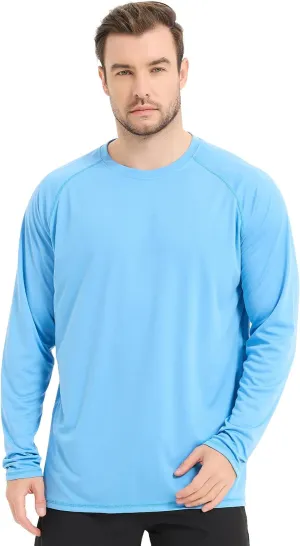 Rash Guard Shirts for Men Long Sleeve Sun Protection Shirts Outdoor Regular Fit Swim Shirt Quick Dry