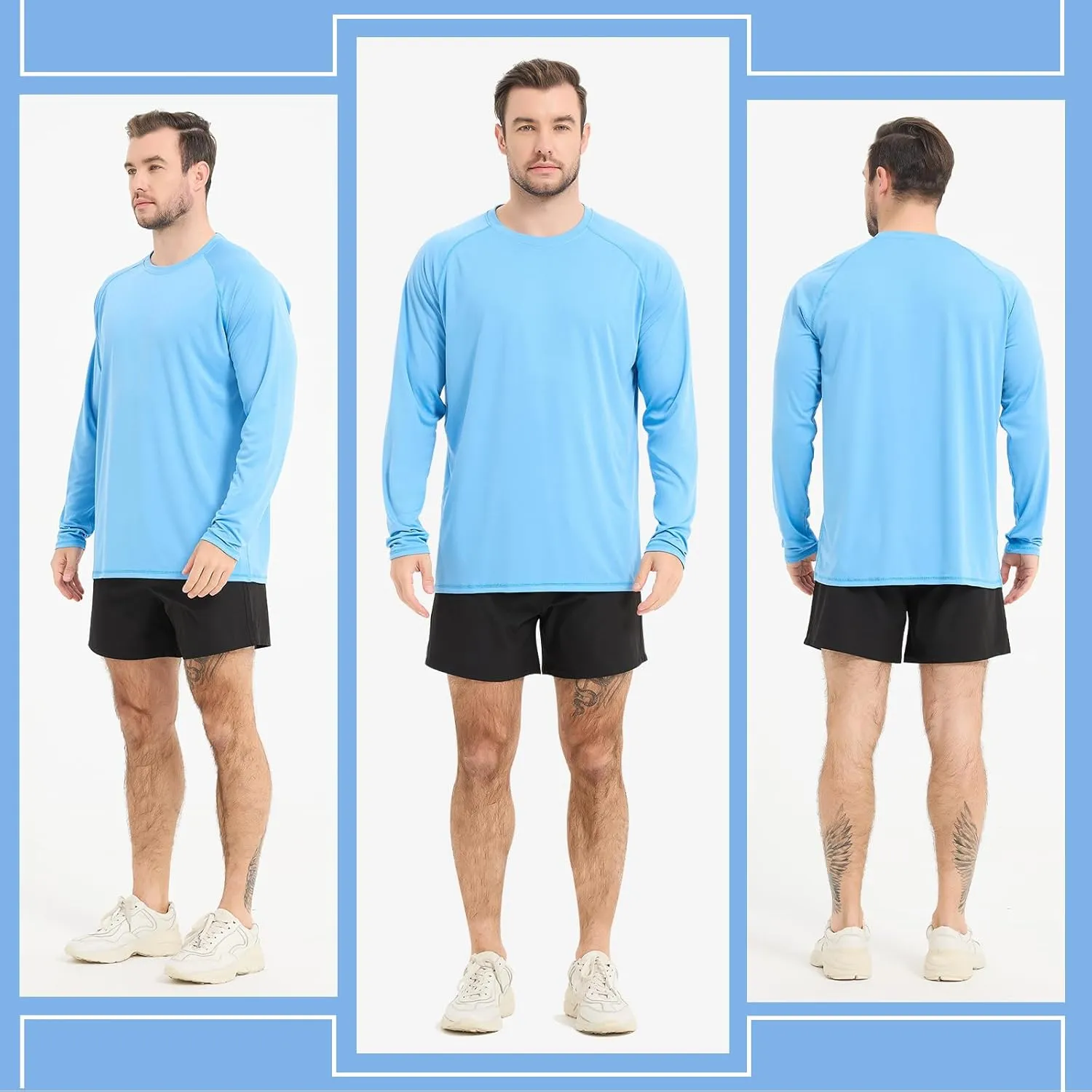 Rash Guard Shirts for Men Long Sleeve Sun Protection Shirts Outdoor Regular Fit Swim Shirt Quick Dry