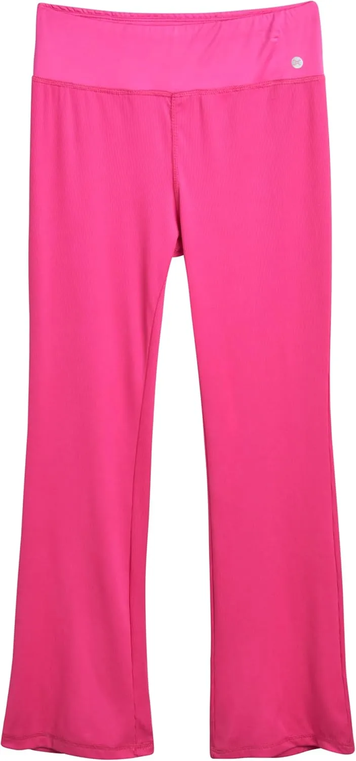 RBX Girls' Flare Leggings Set - 2 Piece Short Sleeve Crew Neck Ribbed T-Shirt and Yoga Wide Leg Pants for Girls (Sizes: 4-12)