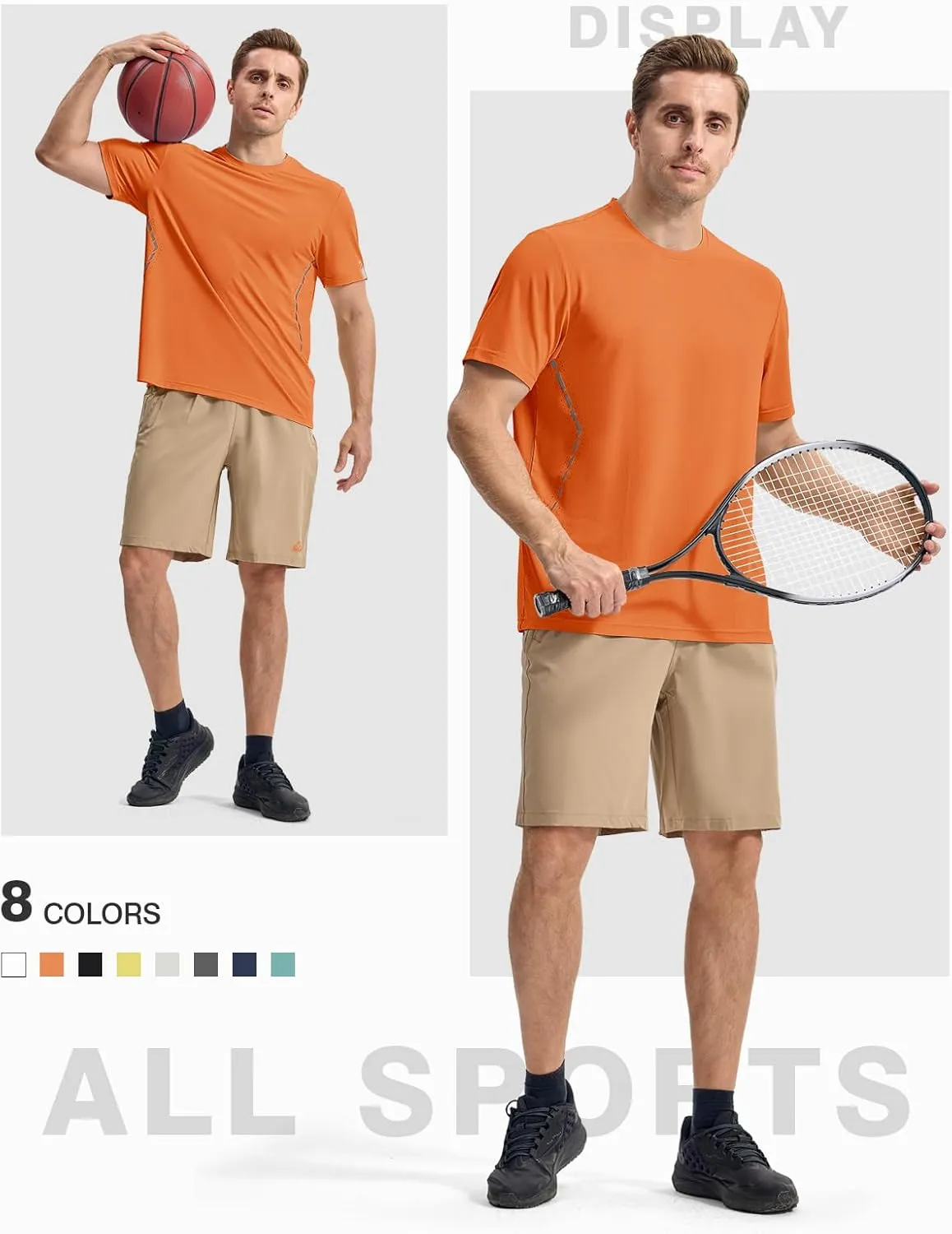 Rdruko Mens Athletic Shirts Dry Fit Short Sleeve Moisture Wicking Workout Shirts Breathable Cool Running Gym T-Shirt