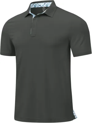 Rdruko Mens Polo Shirts Short Sleeve Dry Fit Moisture Wicking Sports Golf Tennis T-Shirt