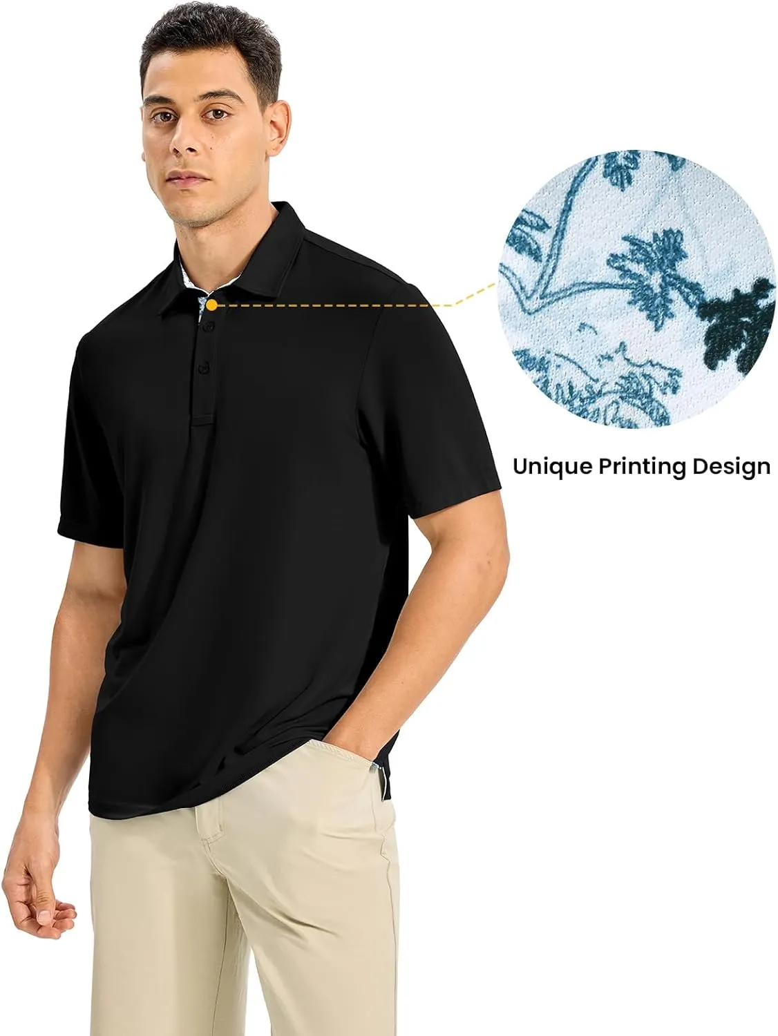Rdruko Mens Polo Shirts Short Sleeve Dry Fit Moisture Wicking Sports Golf Tennis T-Shirt
