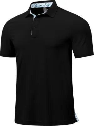 Rdruko Mens Polo Shirts Short Sleeve Dry Fit Moisture Wicking Sports Golf Tennis T-Shirt