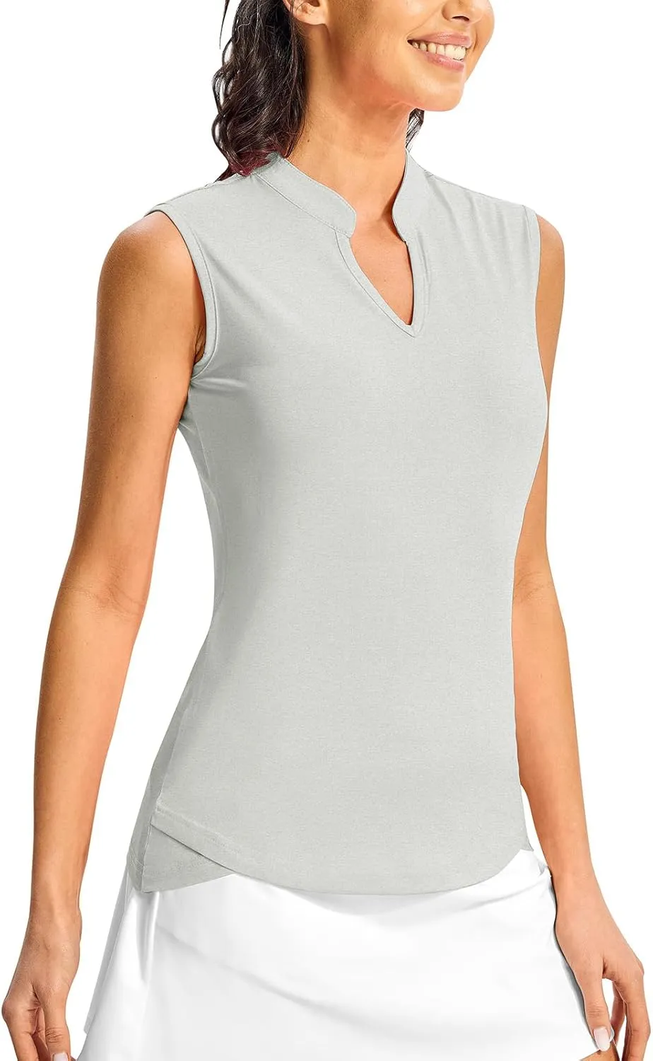 Rdruko Women's Golf Shirts Sleeveless Quick Dry V-Neck Tennis Running Athletic Tennis Polo Shirts