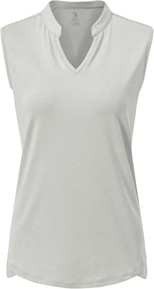 Rdruko Women's Golf Shirts Sleeveless Quick Dry V-Neck Tennis Running Athletic Tennis Polo Shirts