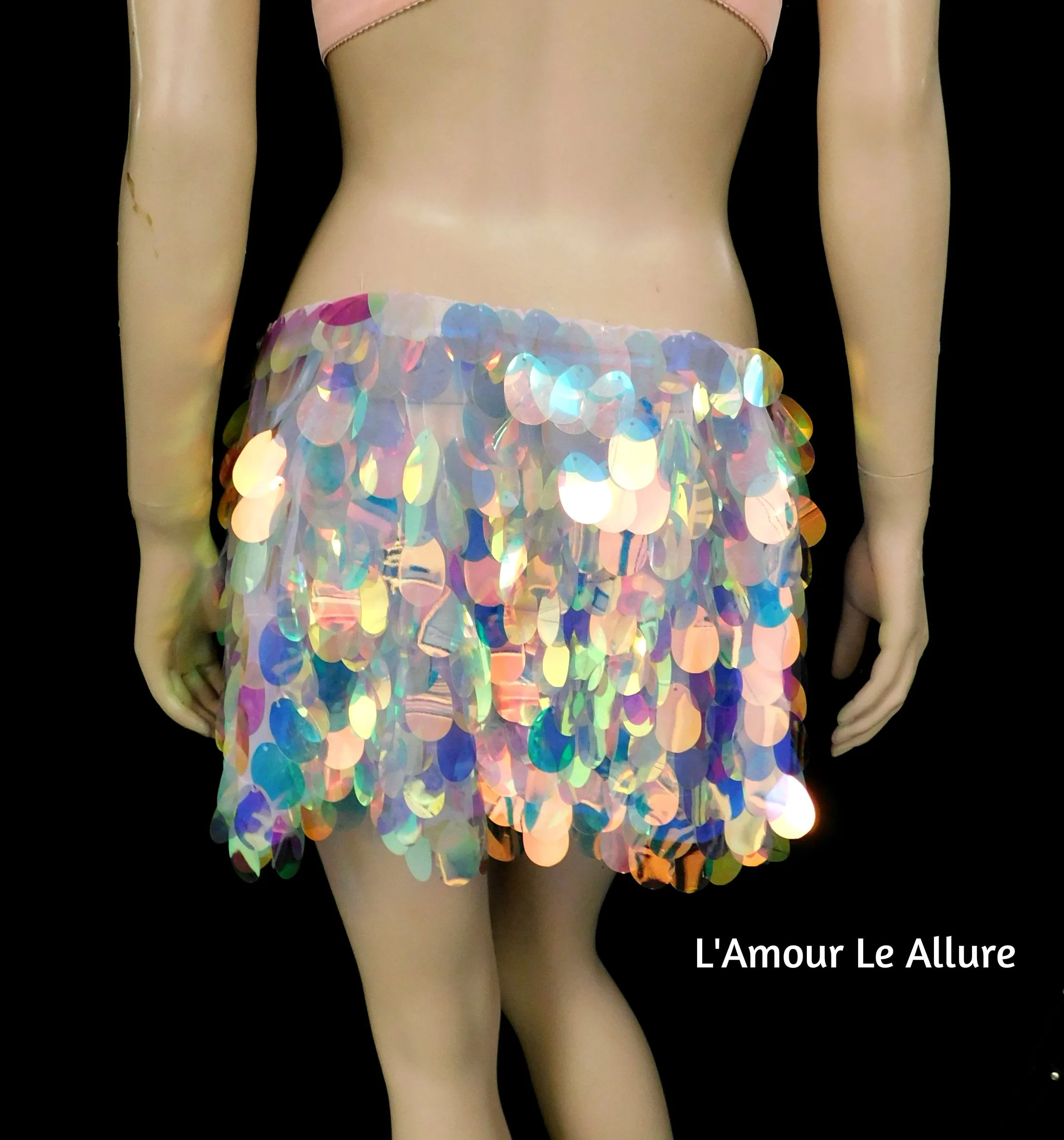 Ready to Ship 34C/36B Peach Mermaid Lace Top and Iridescent Sequin Skirt