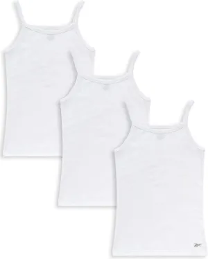 Reebok Girls' Camisole Undershirt - 3/6 Pack Super Soft Cotton Tank Tops Cami Undershirt - Breathable Girls Tank Tops (2T-16)