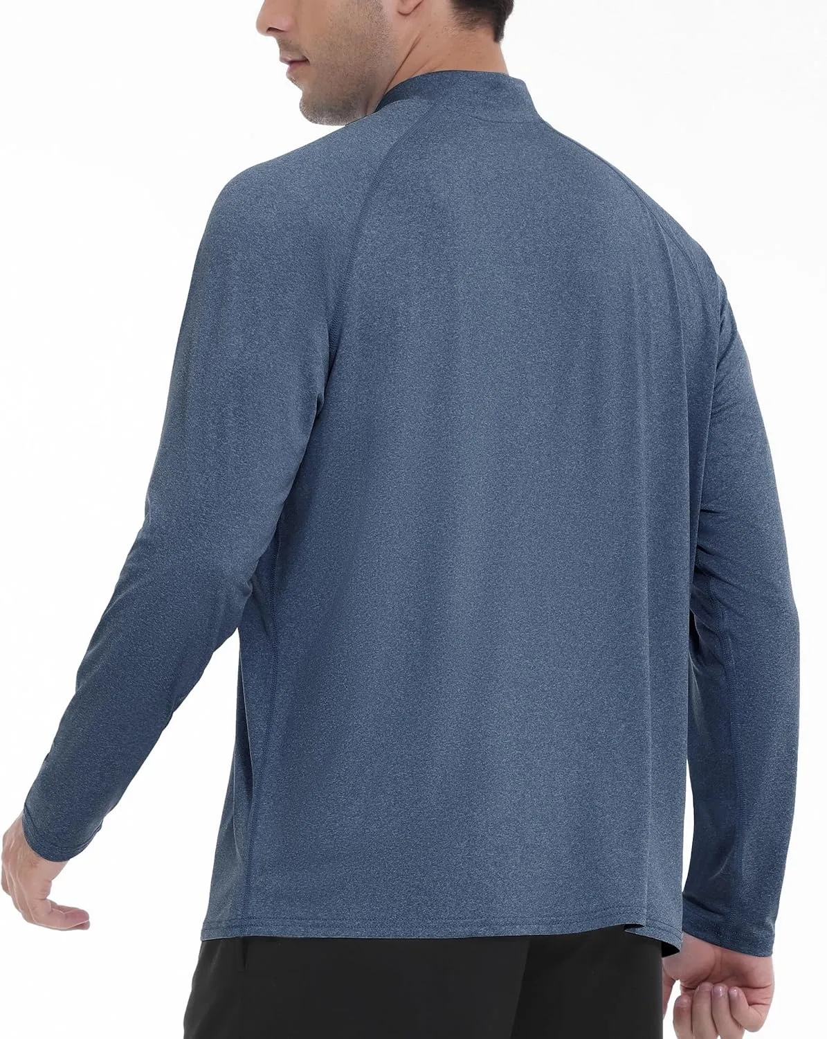 Roadbox Quarter Zip Pullover Men Sun Shirts, Running Workout Long Sleeve UV Shirt, UPF 50  Quick Dry Athletic Rash Guard