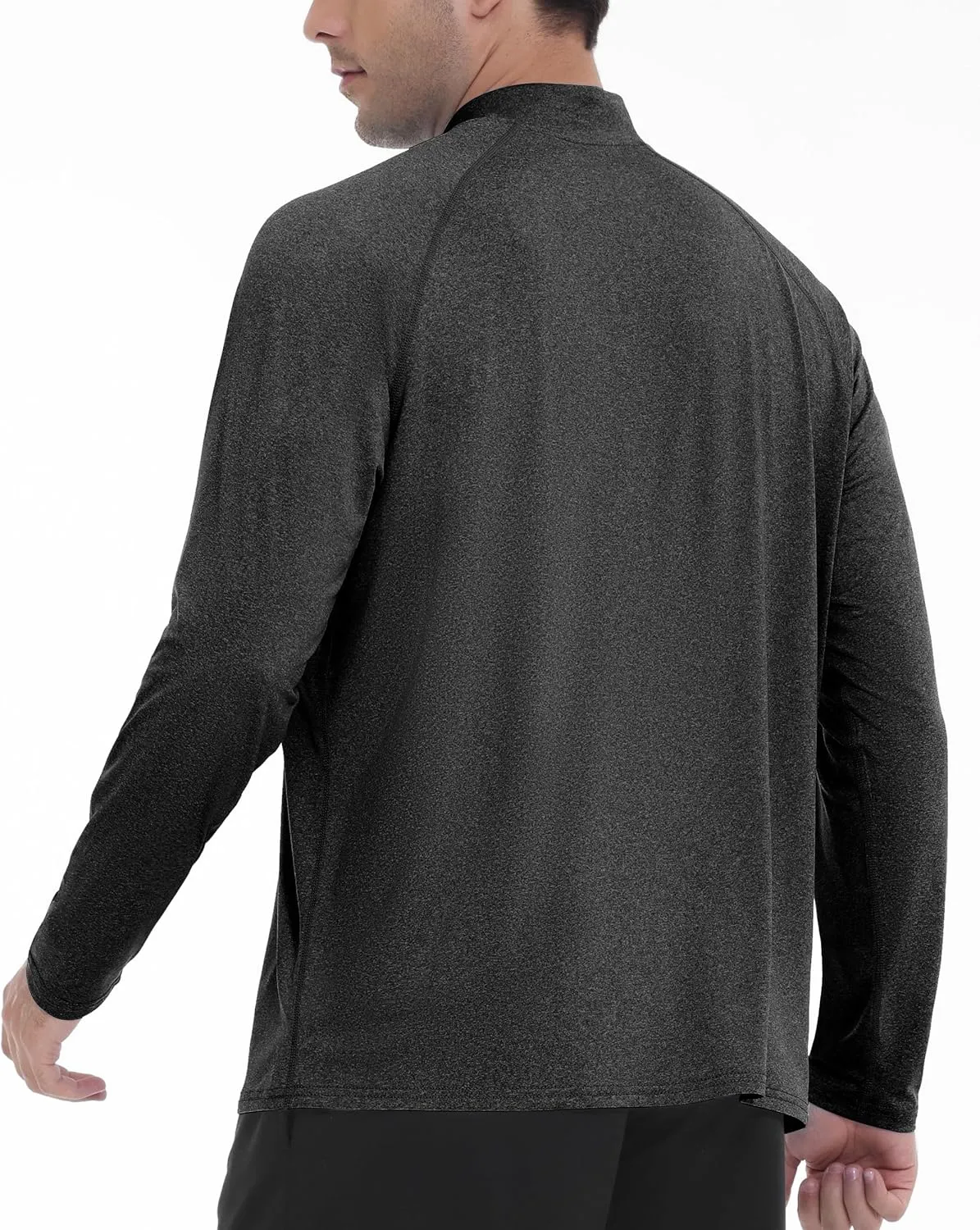 Roadbox Quarter Zip Pullover Men Sun Shirts, Running Workout Long Sleeve UV Shirt, UPF 50  Quick Dry Athletic Rash Guard