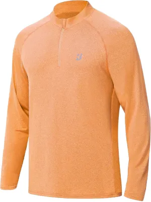 Roadbox Quarter Zip Pullover Men Sun Shirts, Running Workout Long Sleeve UV Shirt, UPF 50  Quick Dry Athletic Rash Guard