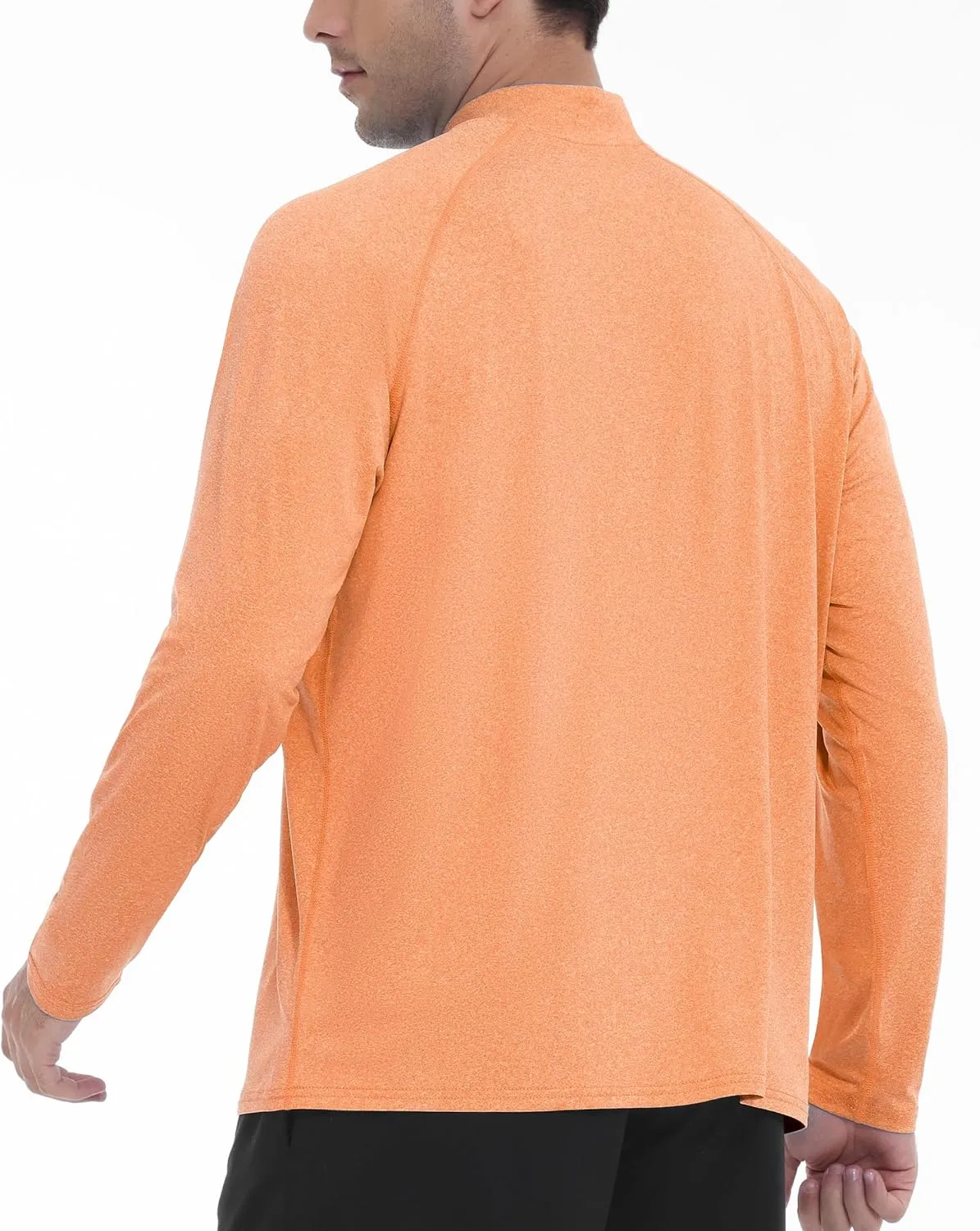 Roadbox Quarter Zip Pullover Men Sun Shirts, Running Workout Long Sleeve UV Shirt, UPF 50  Quick Dry Athletic Rash Guard