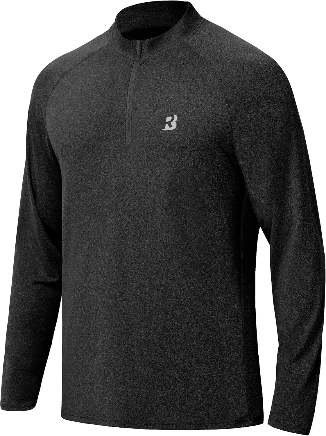 Roadbox Quarter Zip Pullover Men Sun Shirts, Running Workout Long Sleeve UV Shirt, UPF 50  Quick Dry Athletic Rash Guard