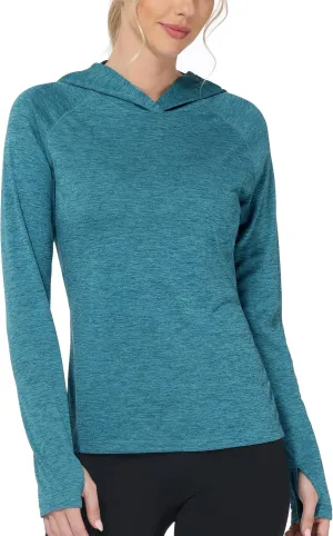 Roadbox Womens UPF 50  Hoodie, Long Sleeve Sun Protection Hooded Shirts, UV Lightweight Hiking Fishing Rash Guard