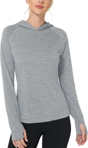 Roadbox Womens UPF 50  Hoodie, Long Sleeve Sun Protection Hooded Shirts, UV Lightweight Hiking Fishing Rash Guard