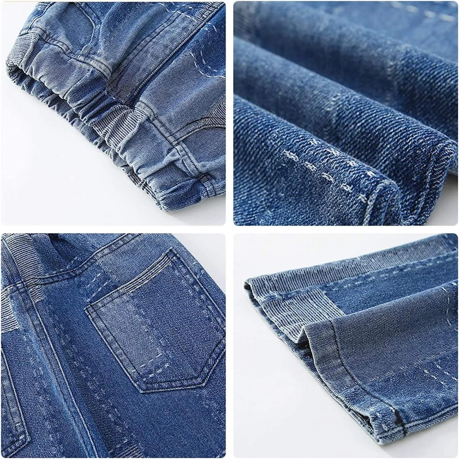 Rolanko Girls Jeans Denim Elastic Wasit Wide Leg Baggy Pants Kids Clothes 4-14 Years