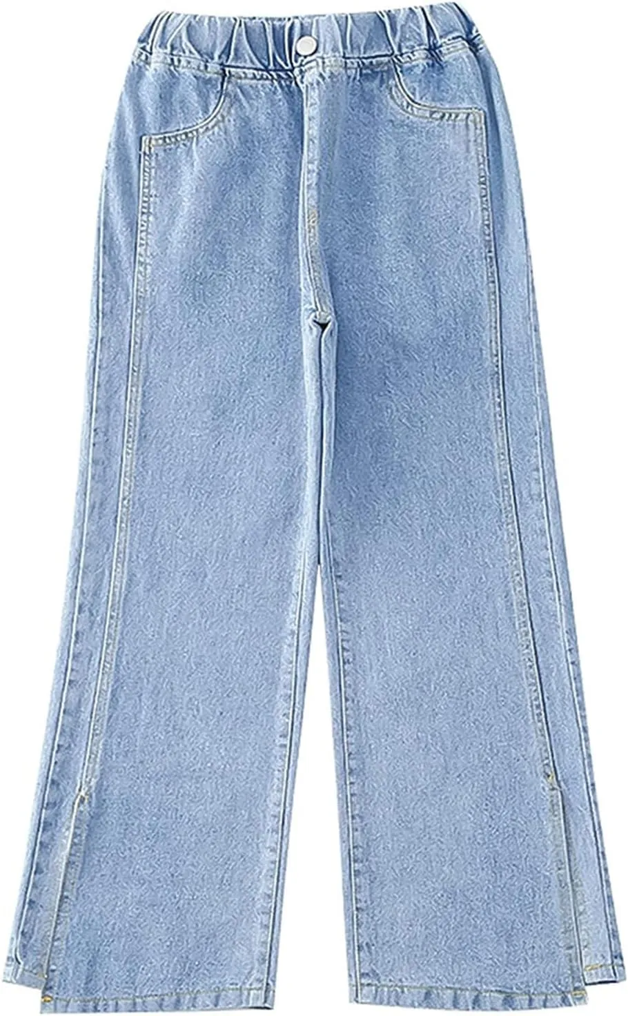 Rolanko Girls Jeans Denim Elastic Wasit Wide Leg Baggy Pants Kids Clothes 4-14 Years