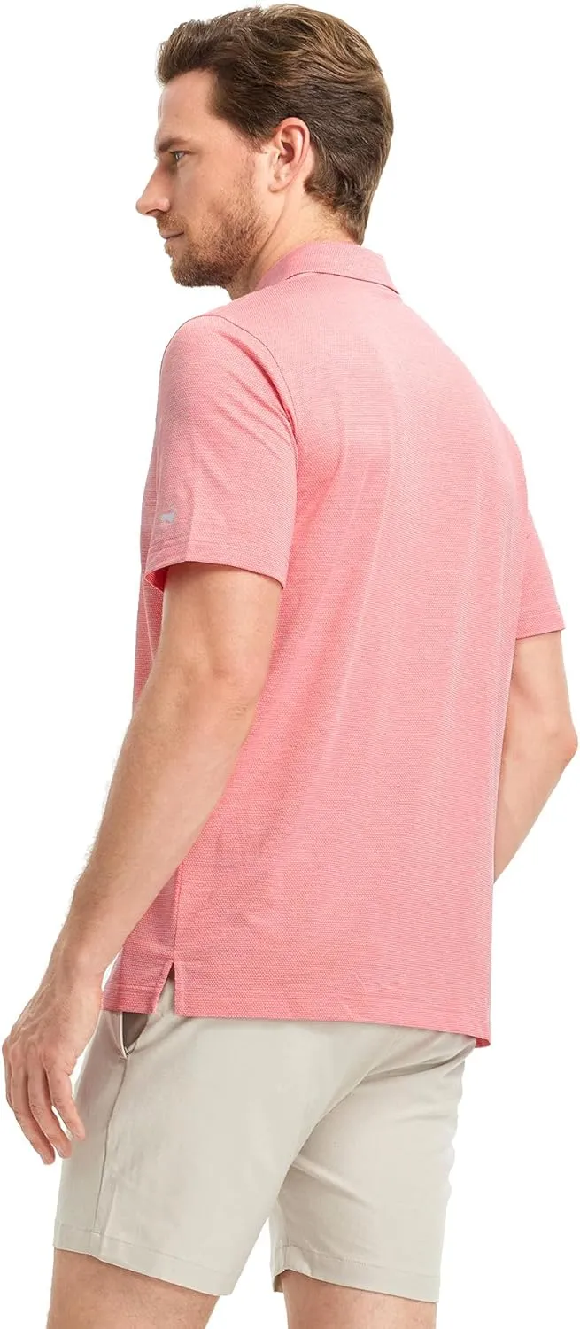 Rouen Mens Golf Shirts Short Sleeve Quick Dry Breathable Active Heather Jacquard Regular Fit Casual Polo Shirts for Men