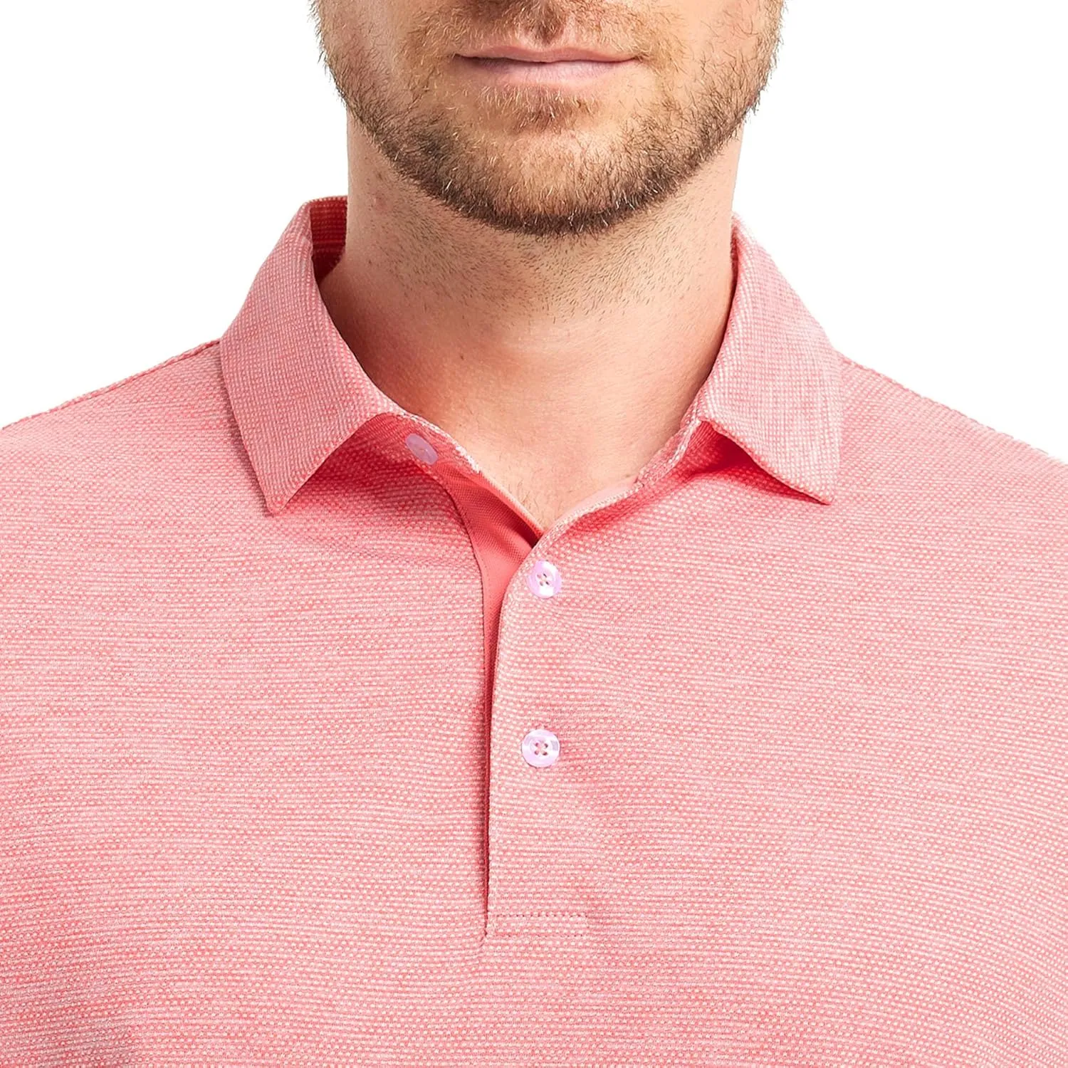 Rouen Mens Golf Shirts Short Sleeve Quick Dry Breathable Active Heather Jacquard Regular Fit Casual Polo Shirts for Men