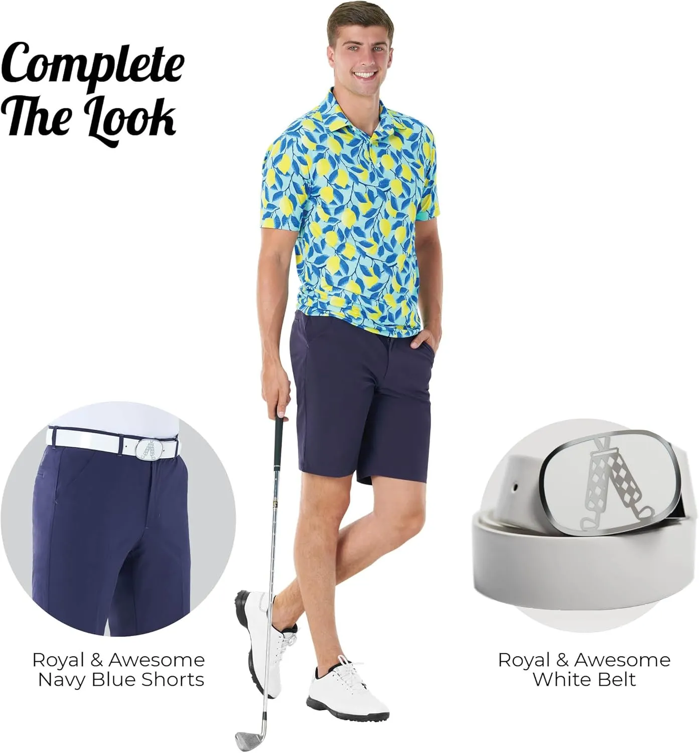 Royal & Awesome Golf Shirts for Men, Golf Polos for Men, Crazy and Funny Shirts for Men's, Bright, Colorful Design