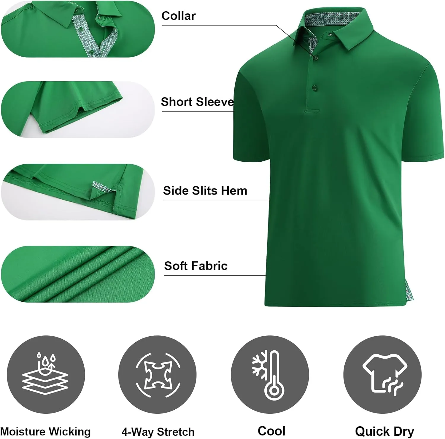 SAMERM Golf Shirts for Men Dry Fit Short Sleeve Moisture Wicking Casual Solid Stylish Mens Polo Shirts