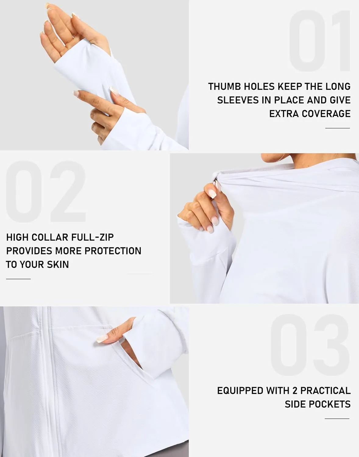 SANTINY Women's UPF 50  UV Jacket Sun Protection Zip up Hoodie Lightweight Summer SPF Long Sleeve Shirts for Hiking Running