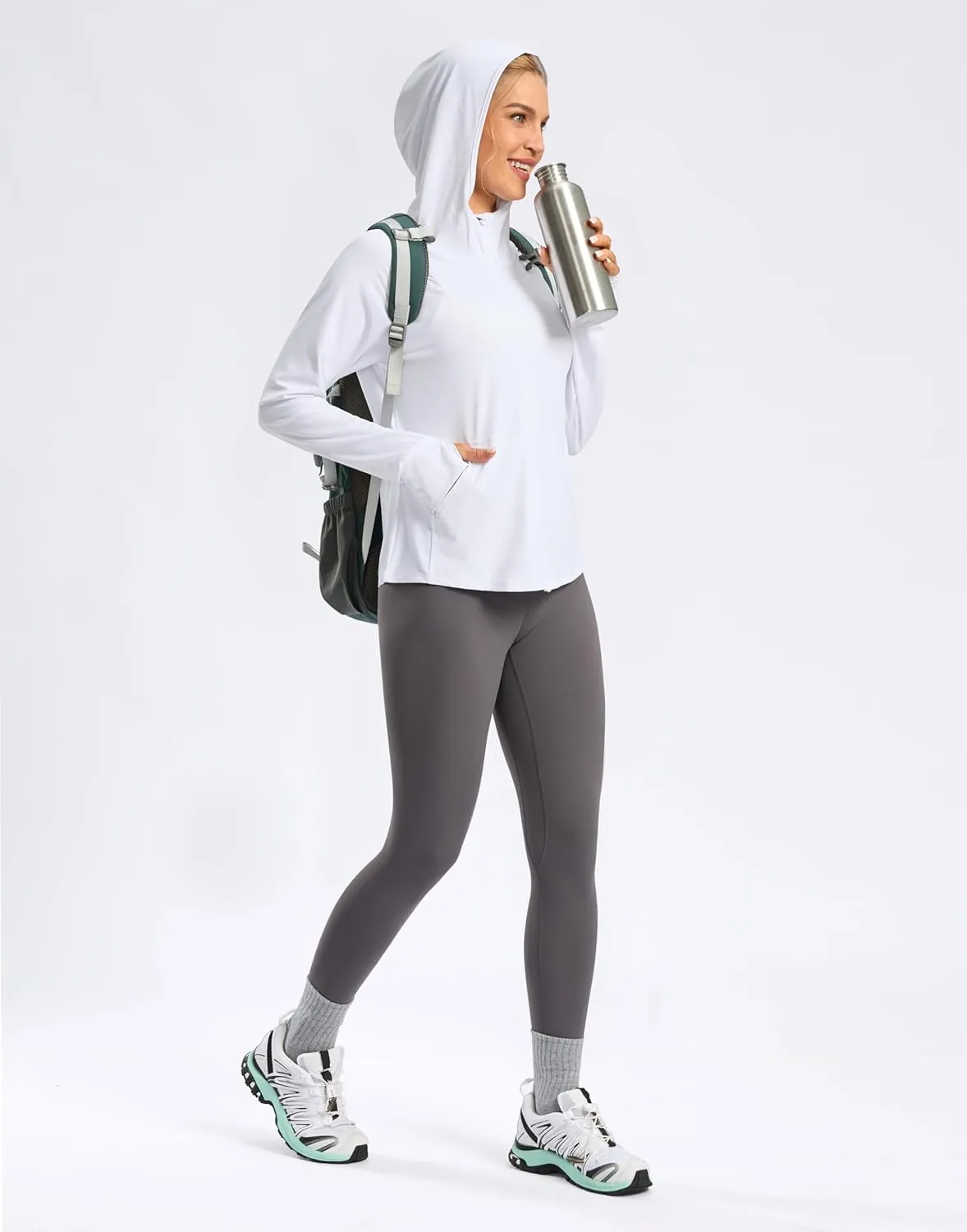 SANTINY Women's UPF 50  UV Jacket Sun Protection Zip up Hoodie Lightweight Summer SPF Long Sleeve Shirts for Hiking Running