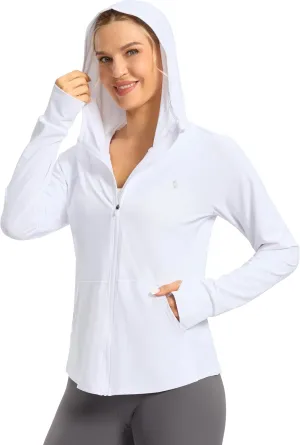 SANTINY Women's UPF 50  UV Jacket Sun Protection Zip up Hoodie Lightweight Summer SPF Long Sleeve Shirts for Hiking Running