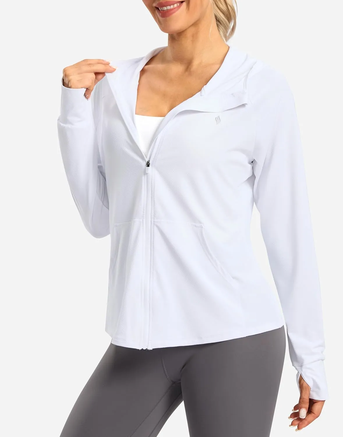 SANTINY Women's UPF 50  UV Jacket Sun Protection Zip up Hoodie Lightweight Summer SPF Long Sleeve Shirts for Hiking Running