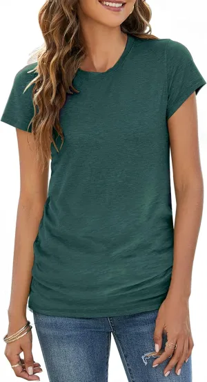 Sherosa Womens T Shirts Short Sleeve Crew Neck Shirts Basic Tee Tops Blouse