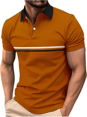 Shirts for Men Summer Short Sleeve Golf Shirts Lightweight Quick-Dry Athletic T Shirts Lapel Button Vacation Tees