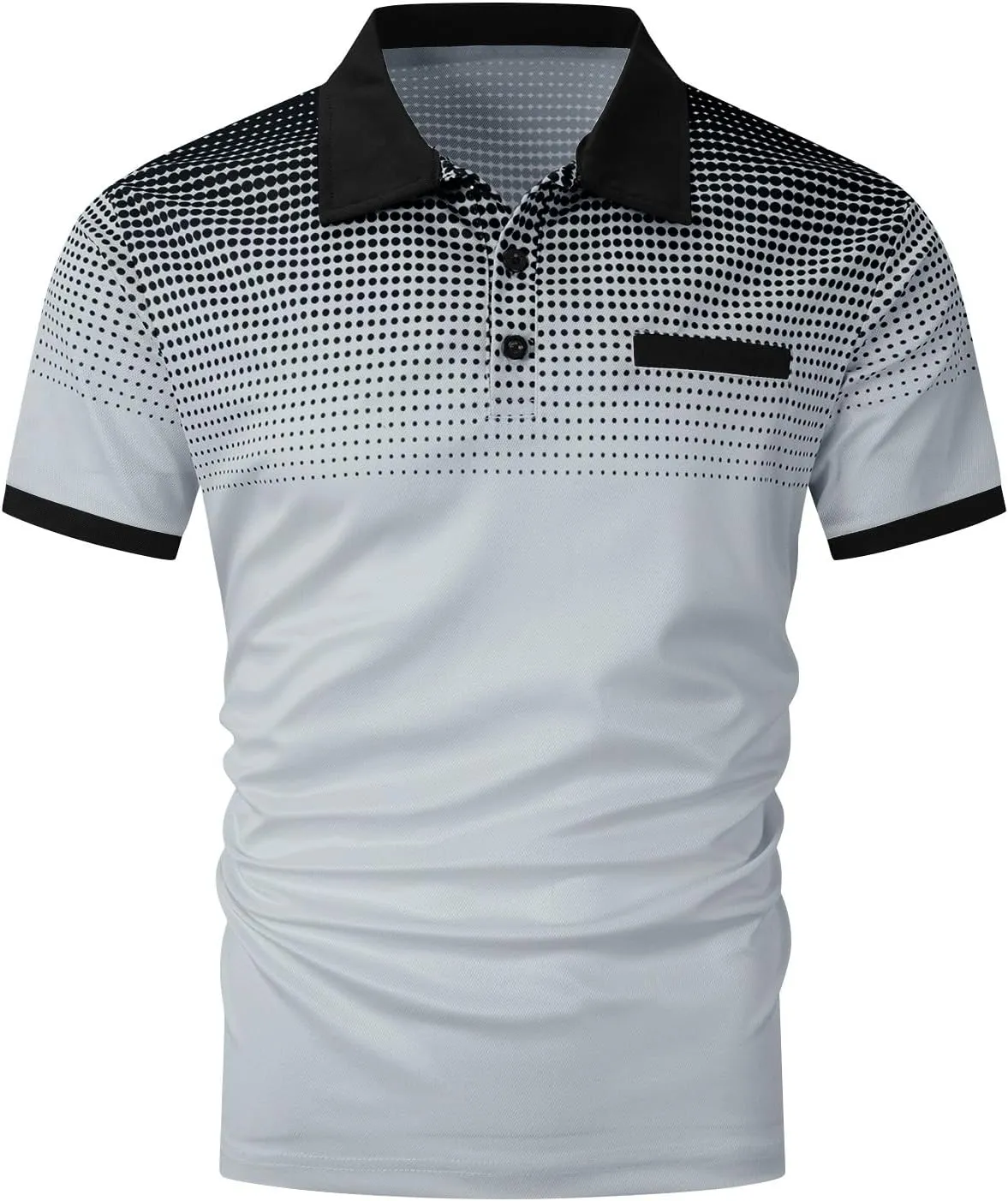 Shirts for Men Summer Short Sleeve Golf Shirts Lightweight Quick-Dry Athletic T Shirts Lapel Button Vacation Tees