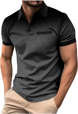 Shirts for Men Summer Short Sleeve Golf Shirts Lightweight Quick-Dry Athletic T Shirts Lapel Button Vacation Tees