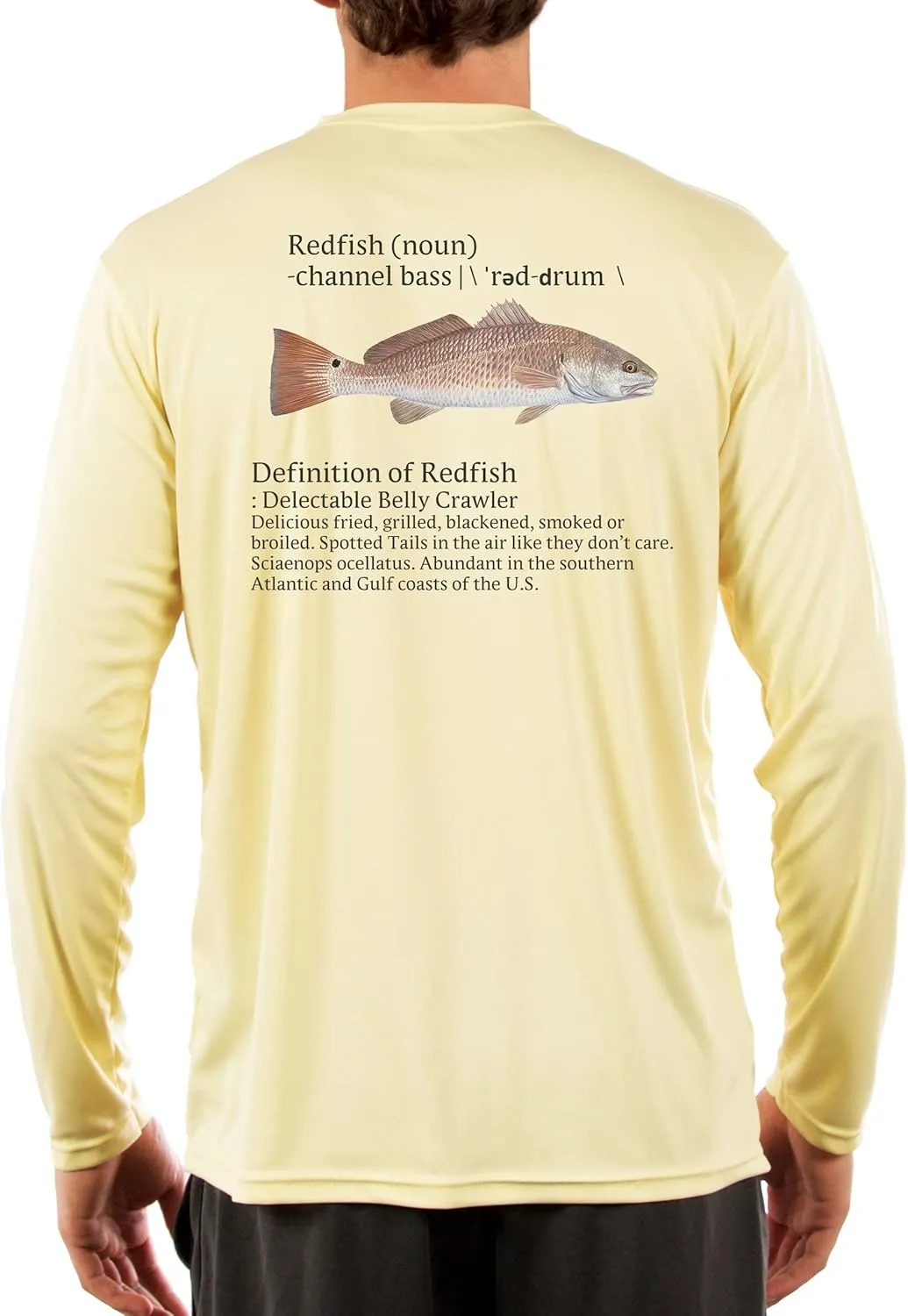 Skiff Life Redfish Red Drum Fishing Shirts Men's Quick Dry Lightweight UPF 50  Long Sleeve Shirts Moisture Wicking