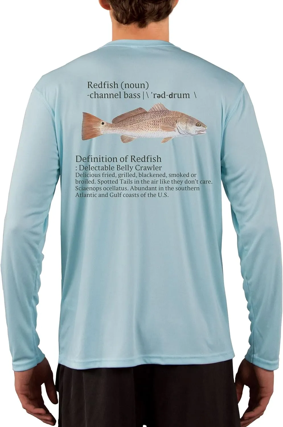 Skiff Life Redfish Red Drum Fishing Shirts Men's Quick Dry Lightweight UPF 50  Long Sleeve Shirts Moisture Wicking