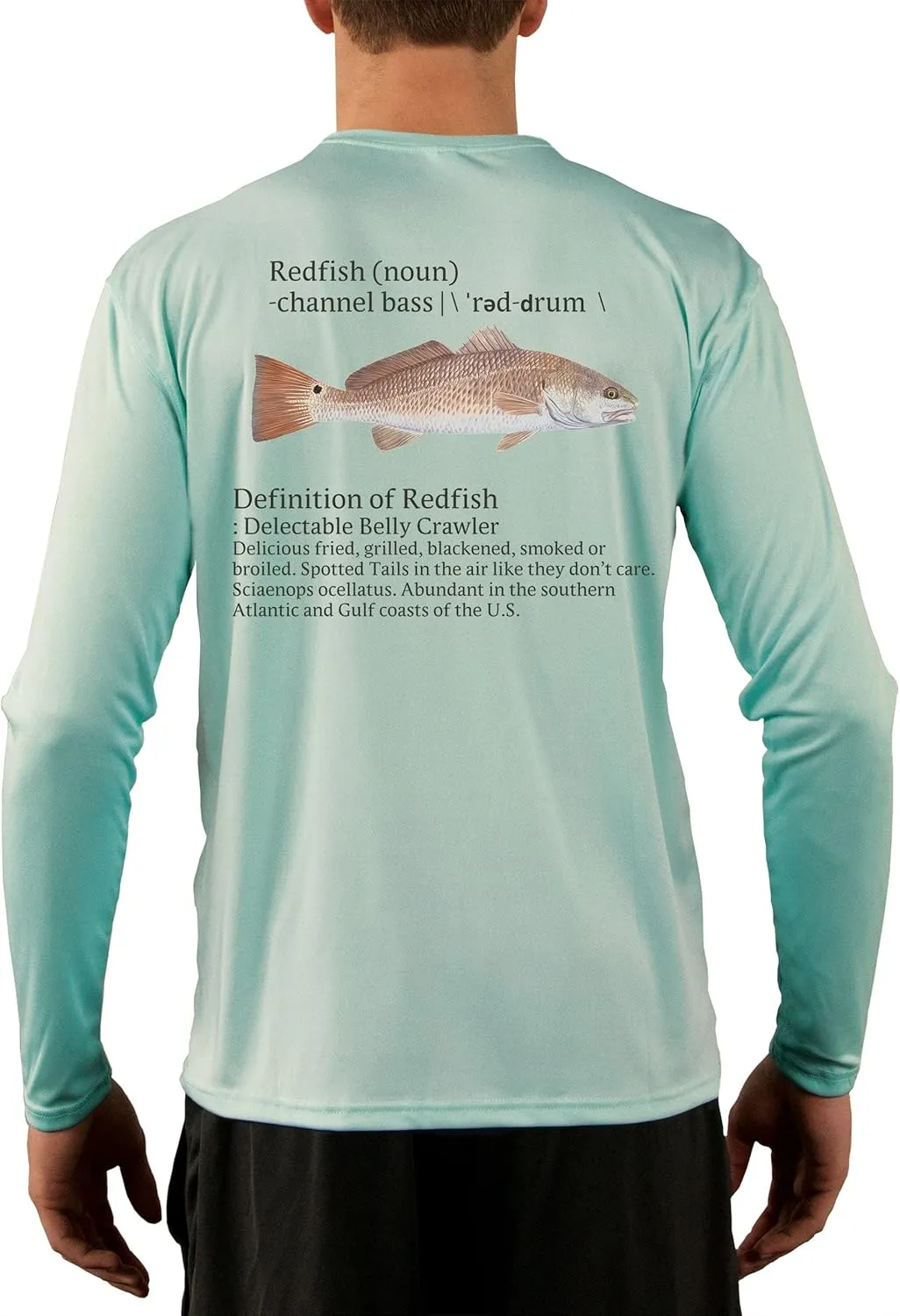 Skiff Life Redfish Red Drum Fishing Shirts Men's Quick Dry Lightweight UPF 50  Long Sleeve Shirts Moisture Wicking