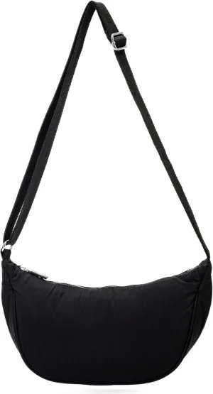Sky Crescent Shoulder Bag for Women  Lightweight Fabric Crossbody Hobo Sling Purse with Zip Pocket  Sky