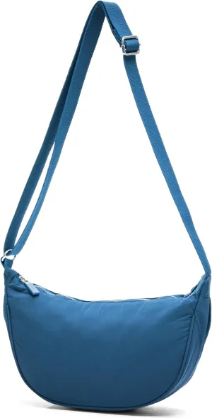 Sky Crescent Shoulder Bag for Women  Lightweight Fabric Crossbody Hobo Sling Purse with Zip Pocket  Sky
