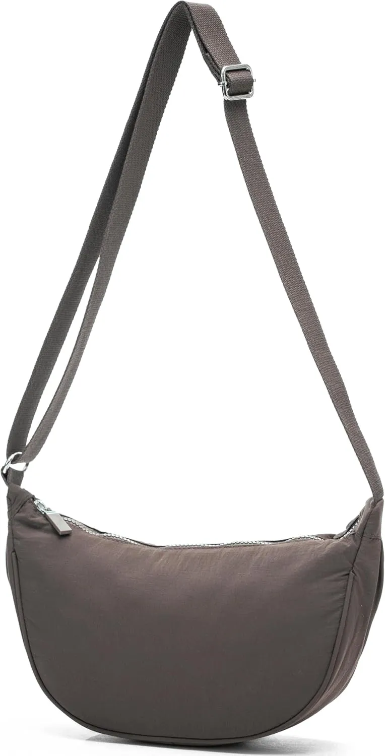 Sky Crescent Shoulder Bag for Women  Lightweight Fabric Crossbody Hobo Sling Purse with Zip Pocket  Sky
