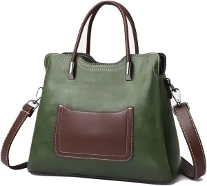 Soft Leather Bucket Crossbody Bag for Women - Stylish Top Handle Purse & Tote Handbag in Elegant Green