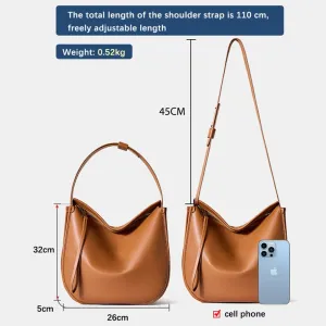 Soft Leather Hobo Shoulder Bag, Large Purse Messenger Bag Travel Work for Women