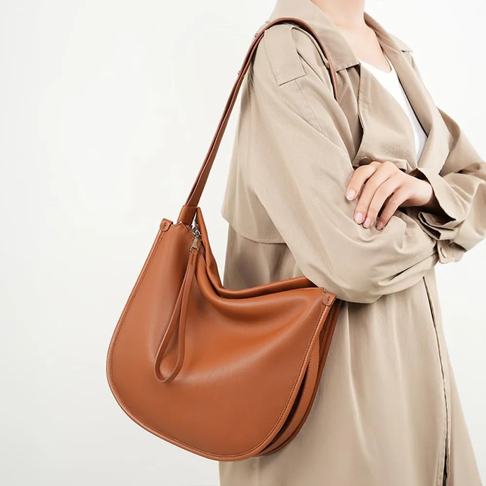 Soft Leather Hobo Shoulder Bag, Large Purse Messenger Bag Travel Work for Women