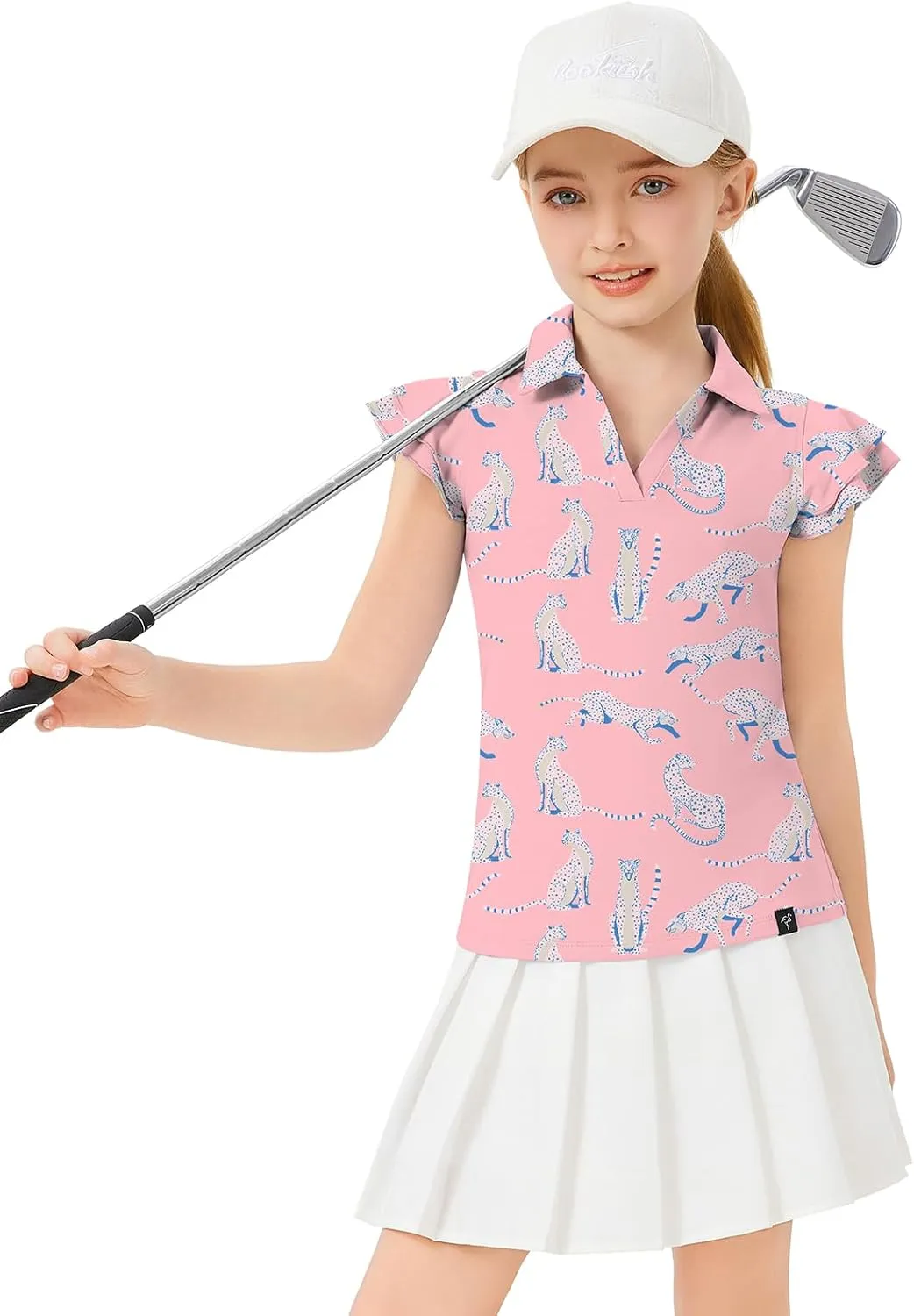 Soneven Girls Golf Polo Shirts V Neck Ruffle Sleeveless Tennis Shirts Lightweight Quick Dry Athletic Tank Tops