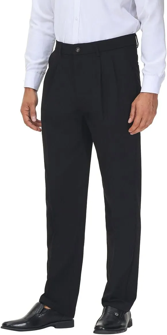 Soojun Men's Flex Pleated Front Classic Fit Dress Pants